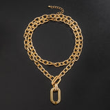 Hip Hop Double Layer Chain Choker Necklace for Women