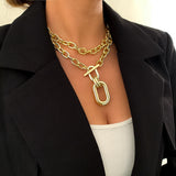 Hip Hop Double Layer Chain Choker Necklace for Women