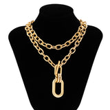 Hip Hop Double Layer Chain Choker Necklace for Women