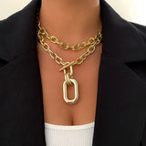 Hip Hop Double Layer Chain Choker Necklace for Women