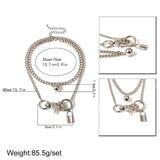 Big Button Lock Charm Pendant Necklace Punk Metal Choker Collar Female Jewelry