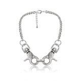 Big Clasp Pendant Choker Necklace Gothic Silver Chain Charm Necklace