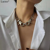 Big Clasp Pendant Choker Necklace Gothic Silver Chain Charm Necklace