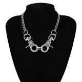 Big Clasp Pendant Choker Necklace Gothic Silver Chain Charm Necklace