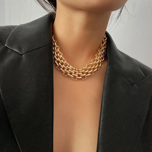 Multilayer Twist Cross Chain Necklace Hip Hop Thick Chunky Choker Jewelry
