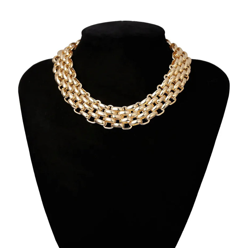 Multilayer Twist Cross Chain Necklace Hip Hop Thick Chunky Choker Jewelry