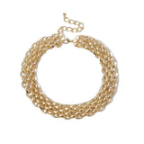 Multilayer Twist Cross Chain Necklace Hip Hop Thick Chunky Choker Jewelry