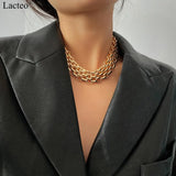 Multilayer Twist Cross Chain Necklace Hip Hop Thick Chunky Choker Jewelry