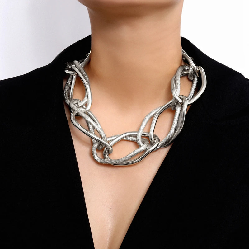 Layered Thick Chain Choker Necklace Punk Chunky CCB Chain Collar