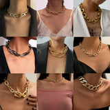 Layered Thick Chain Choker Necklace Punk Chunky CCB Chain Collar
