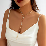Metal Link Rhinestone Choker Necklace Women Sexy Chest Chain