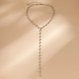 Metal Link Rhinestone Choker Necklace Women Sexy Chest Chain