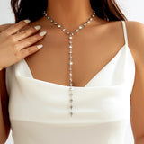 Metal Link Rhinestone Choker Necklace Women Sexy Chest Chain