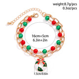 Snowman Tree Charm Christmas Bracelet for Women Girls Red Green Beads