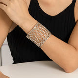 Hollow Circle Open Bangle Cuff Bracelet for Women Ladies Adjustable