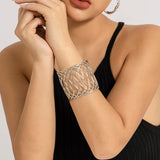 Hollow Circle Open Bangle Cuff Bracelet for Women Ladies Adjustable