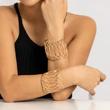 Hollow Circle Open Bangle Cuff Bracelet for Women Ladies Adjustable