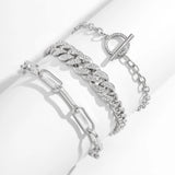 Goth Rhinestone Cuban Chain Anklets Set for Women Jewelry