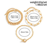 Goth Rhinestone Cuban Chain Anklets Set for Women Jewelry
