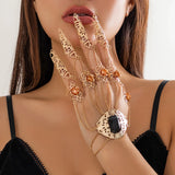Gothic Geometric Finger Bracelet Hand Back Harness Nail Rings Bangle