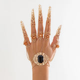 Gothic Geometric Finger Bracelet Hand Back Harness Nail Rings Bangle