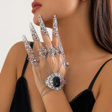 Gothic Geometric Finger Bracelet Hand Back Harness Nail Rings Bangle