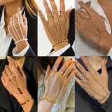 Gothic Pearl Metal CCB Beads Chain Wrap Bracelet for Women