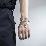 Hip Hop Men Lobster Clasps Charm Wrap Bracelet Silver Jewelry