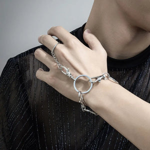 Hip Hop Men Lobster Clasps Charm Wrap Bracelet Silver Jewelry