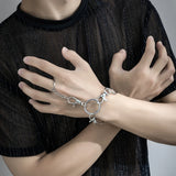 Hip Hop Men Lobster Clasps Charm Wrap Bracelet Silver Jewelry