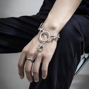 Hip Hop Men Lobster Clasps Charm Wrap Bracelet Silver Jewelry