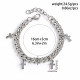 Hip Hop Stainless Steel Cross Charm Bracelet for Men Silver