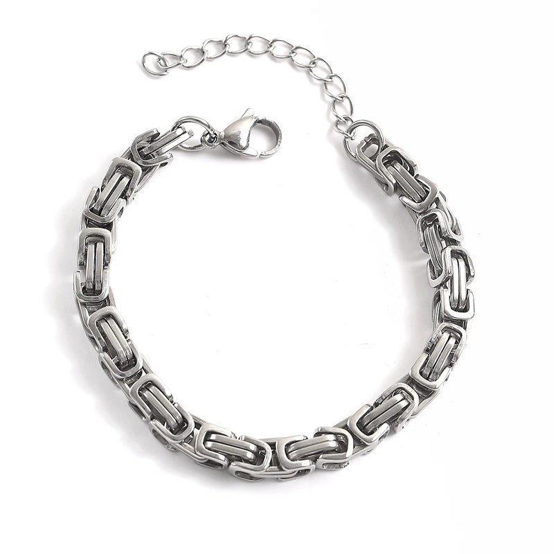 Hip Hop Stainless Steel Cross Charm Bracelet for Men Silver