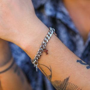 Hip Hop Stainless Steel Cross Charm Bracelet for Men Silver