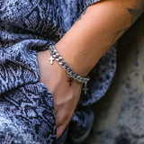 Hip Hop Stainless Steel Cross Charm Bracelet for Men Silver