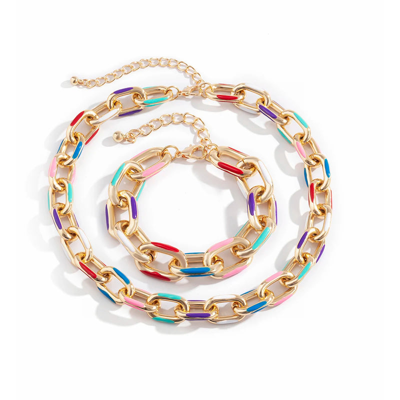 Bohemian Colorful Choker Necklace Set
