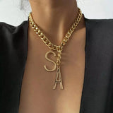 Miami Cuban Chain Big Letter S A Pendant Necklace Punk Chunky Thick Chain