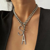 Miami Cuban Chain Big Letter S A Pendant Necklace Punk Chunky Thick Chain