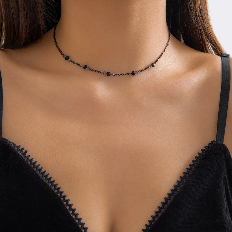 Crystal Beads Ball Chain Necklace Women Link Choker Jewelry Wedding