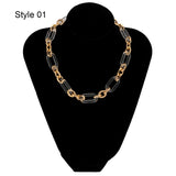 Neo Gothic Metal Cross Clavicle Chain Choker Necklace Double Charm