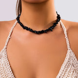 Natural Stone Chip Beads Necklace Women Jewelry Choker Collar Party Gift
