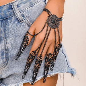 Punk Finger Bracelet for Women Girls Nail Rings Bangle Link Hand Back Jewelry