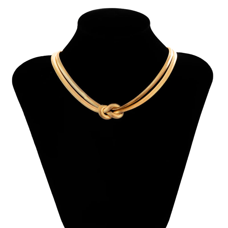 Double Layer Snake Chain Necklace Vintage Choker Jewelry
