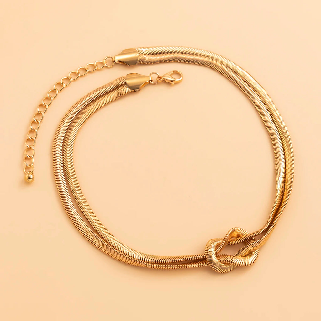 Double Layer Snake Chain Necklace Vintage Choker Jewelry