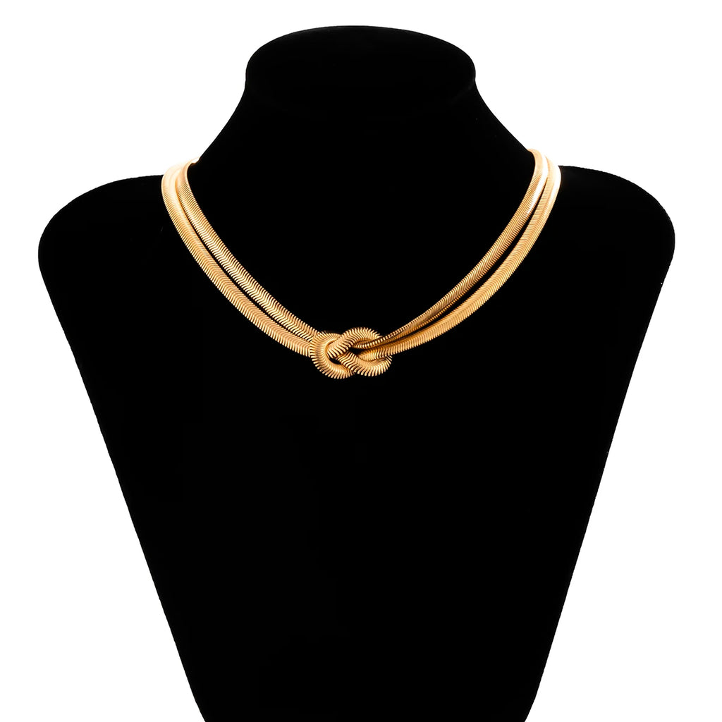 Double Layer Snake Chain Necklace Vintage Choker Jewelry