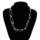 Punk Silver Chain Necklace for Women Beads Choker
