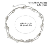 Punk Silver Chain Necklace for Women Beads Choker