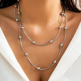 Punk Silver Chain Necklace for Women Beads Choker