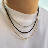 Men's Twist Chain Necklace Metal Link Choker Unisex DIY Party Jewelry