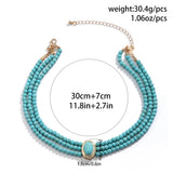 Multilayer Natural Stone Beads Pearl Choker Necklace for Women